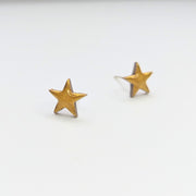 Sparkly Gold Cute Star Stud Earrings
