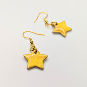 Sparkly Gold Star Drop Earrings, Polymer Clay Jewellery