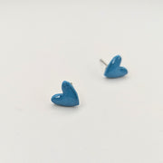 Sparkly Blue Cute Heart Stud Earrings