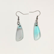 Marbled Sparkly Green & Silver Teardrop Drop Earrings
