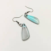 Marbled Sparkly Green & Silver Teardrop Drop Earrings