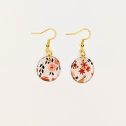 Semi Translucent Autumnal Print Circle Drop Earrings