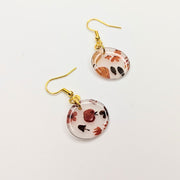 Semi Translucent Autumnal Print Circle Drop Earrings