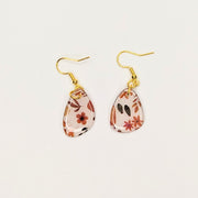 Semi Translucent Autumnal Print Teardrop Drop Earrings