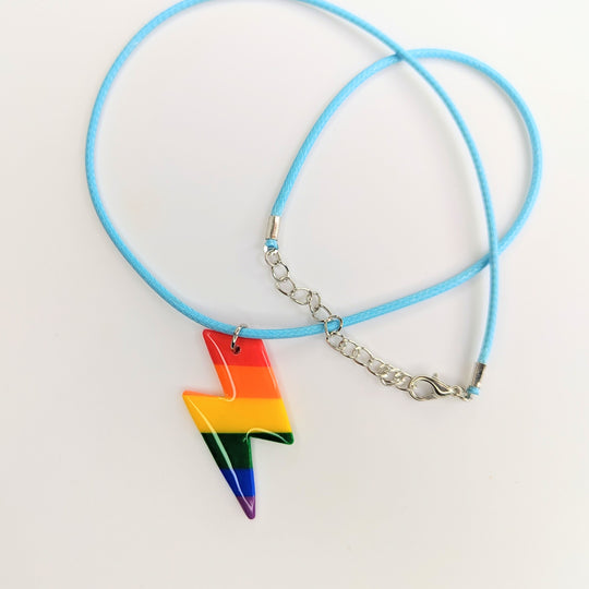 Pride Rainbow Lightning Bolt Necklace, LGBTQ+ Jewellery