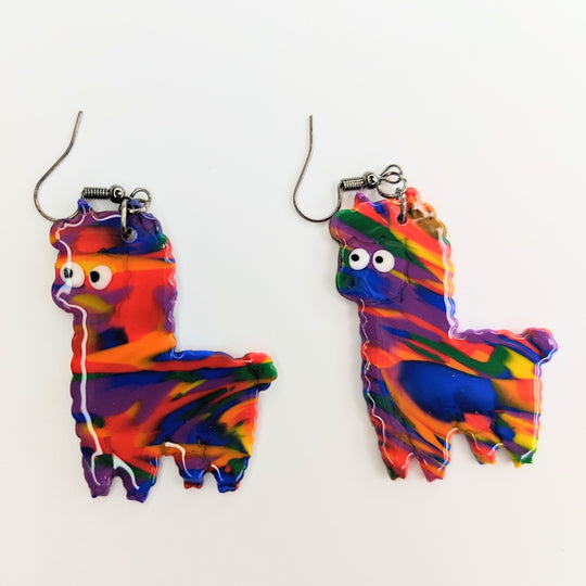 Pride Rainbow Marbled Llama Earrings, LGBTQ+ Queer Jewellery