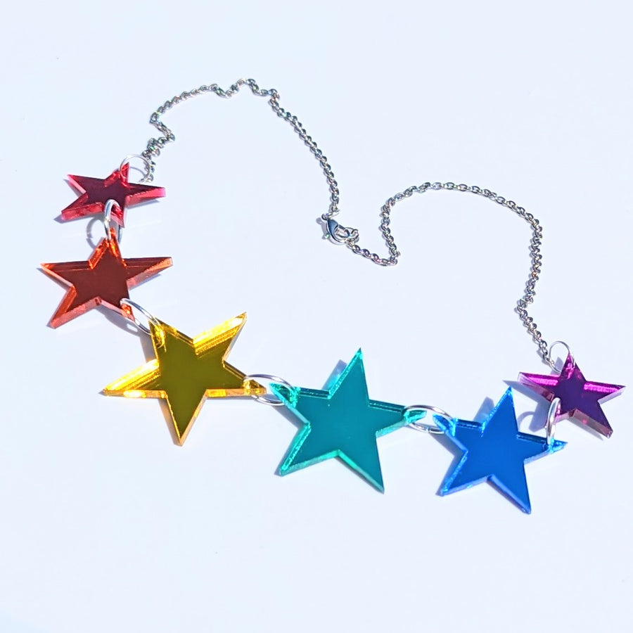 Pride Rainbow Acrylic Star Necklace, LGBTQ+ Jewellery