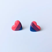 LGBTQ+ Bisexual Pride Polymer Clay Heart Studs