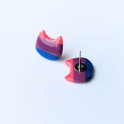 LGBTQ+ Bisexual Pride Polymer Clay Cat Face Studs