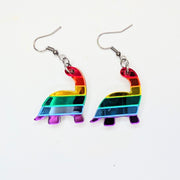 Mirrored Rainbow Acrylic Dinosaur Earrings