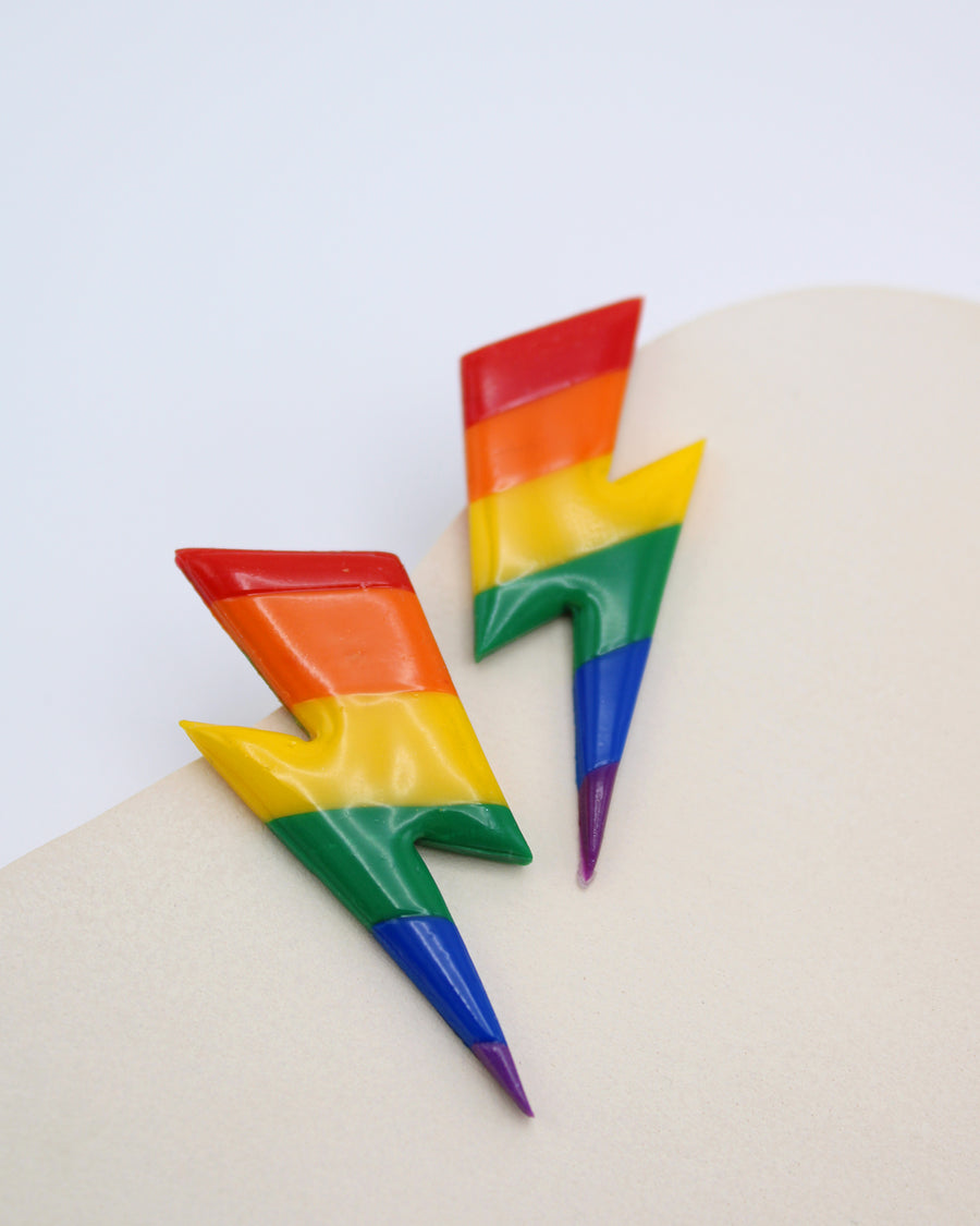 Rainbow Lightning Bolt Studs LGBTQ+ Jewellery
