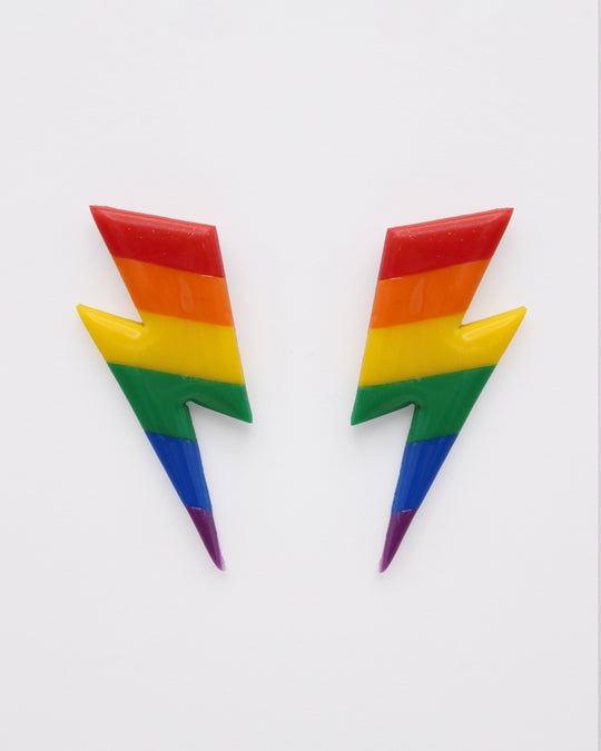 Rainbow Lightning Bolt Studs LGBTQ+ Jewellery