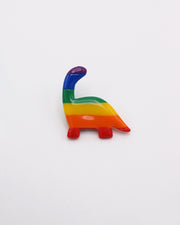 Rainbow Dino Badge LGBTQ+ Polymer Clay Dinosaur Badge