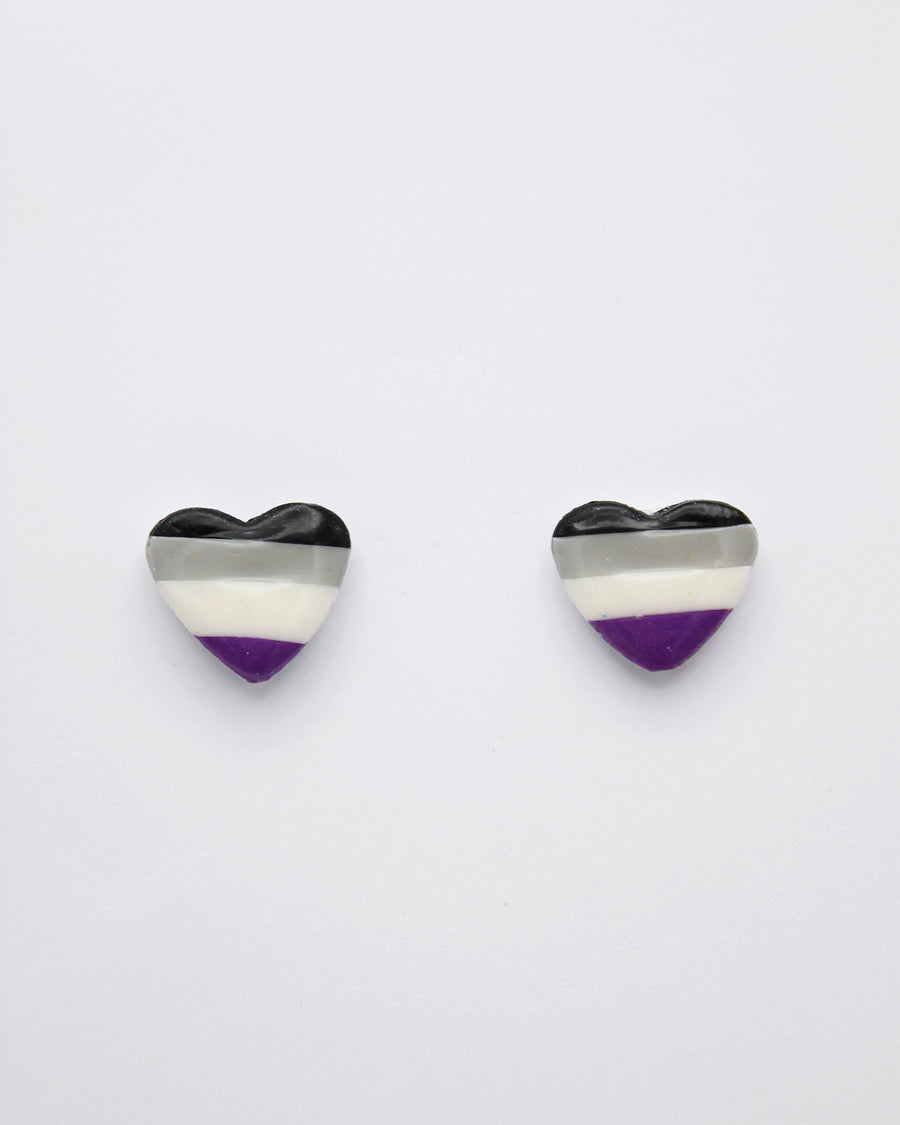 LGBTQ+ Pride Asexual Heart Stud Earrings