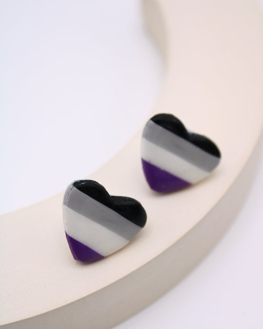 LGBTQ+ Pride Asexual Heart Stud Earrings