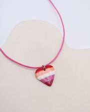 Lesbian Flag LGBTQ+ Pride Heart Polymer Clay Necklace