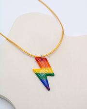 Pride Rainbow Lightning Bolt Necklace, LGBTQ+ Jewellery