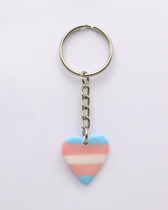 Transgender Heart Keyring LGBTQ+ Jewellery Trans Key Chain