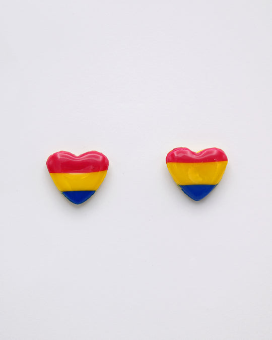 Pansexual Heart Studs