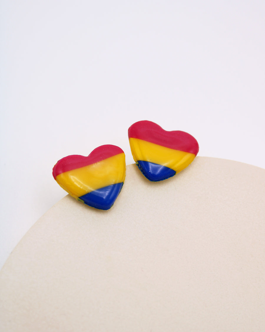 Pansexual Heart Studs