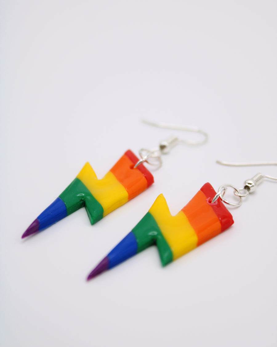 Rainbow Lightning Bolt Drops LGBTQ Jewellery