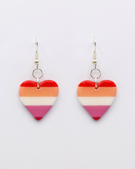 Lesbian Flag LGBTQ+ Pride Heart Polymer Clay Earrings