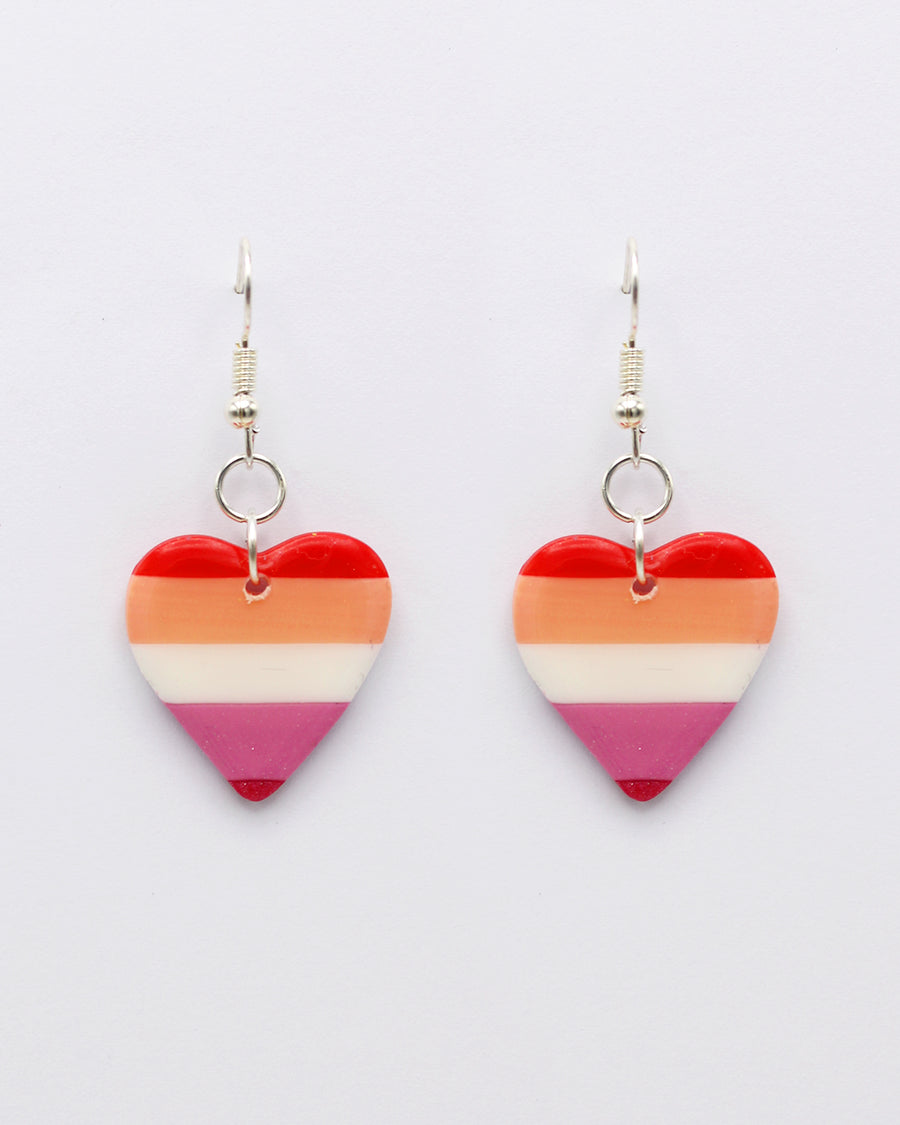 Lesbian Flag LGBTQ+ Pride Heart Polymer Clay Earrings