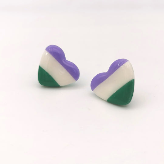 LGBTQ+ Pride Gender Queer Heart Stud Earrings