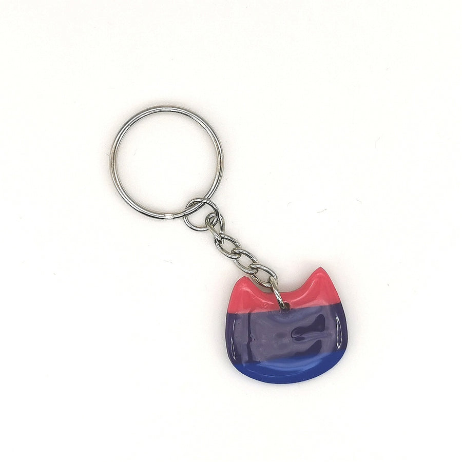 Pride Bisexual Flag Cat Keyring, Queer LGBTQ+ Jewellery