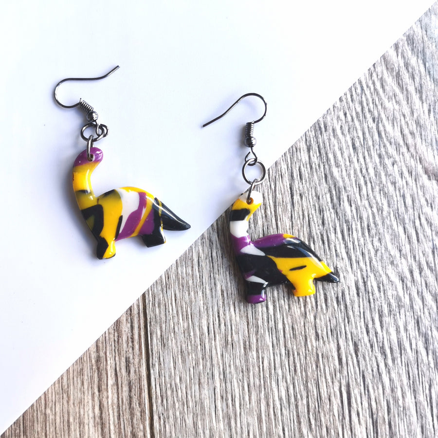 LGBTQ+ Pride Incognito Non Binary Dinosaur Polymer Clay Earrings
