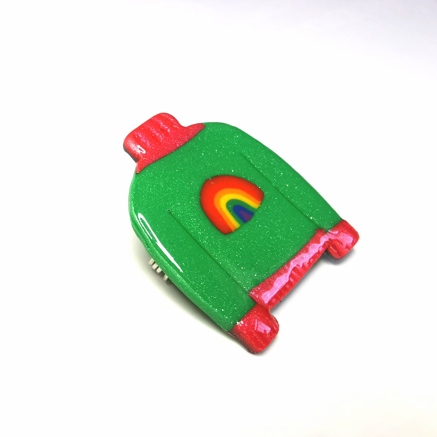 Green & Red Woolly Rainbow Jumper Badge