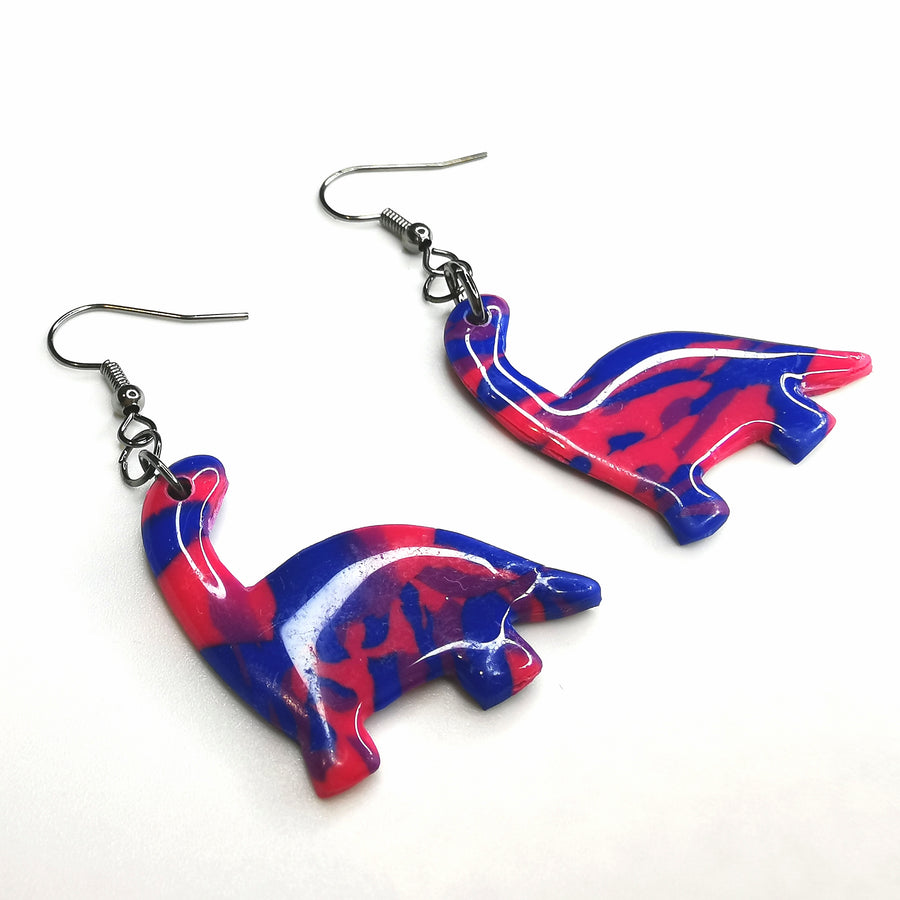 Incognito Bisexual Dinosaur Drop Earrings, Queer Earrings