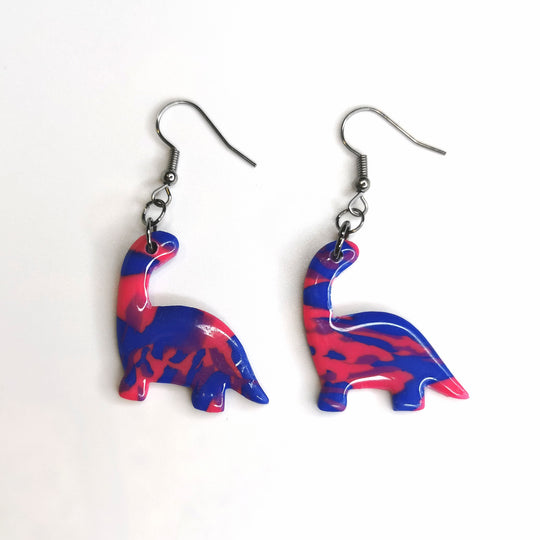 Incognito Bisexual Dinosaur Drop Earrings, Queer Earrings