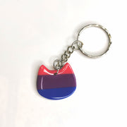 Pride Bisexual Flag Cat Keyring, Queer LGBTQ+ Jewellery