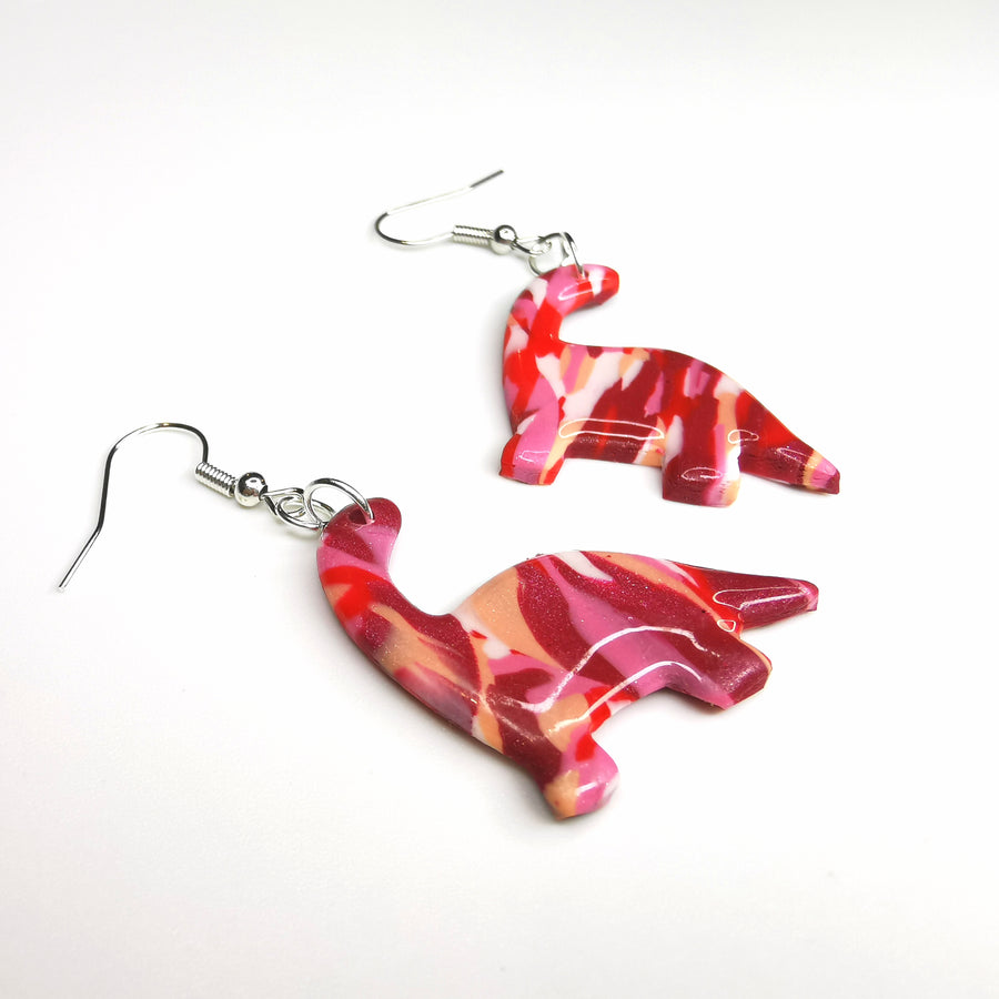 Incognito Lesbian Dino Earrings Drops Dino LGBTQ+ Pride Jewellery Handmade Polymer Clay Earrings