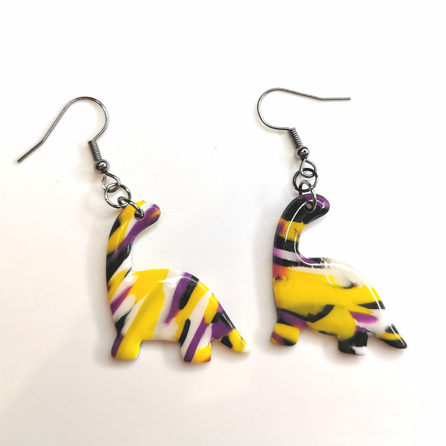 LGBTQ+ Pride Incognito Non Binary Dinosaur Polymer Clay Earrings