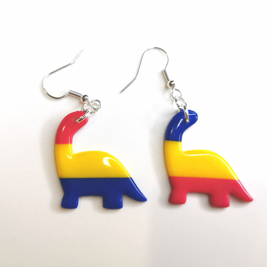 Pansexual Dino Drop Earrings LGBTQ+ Jewellery