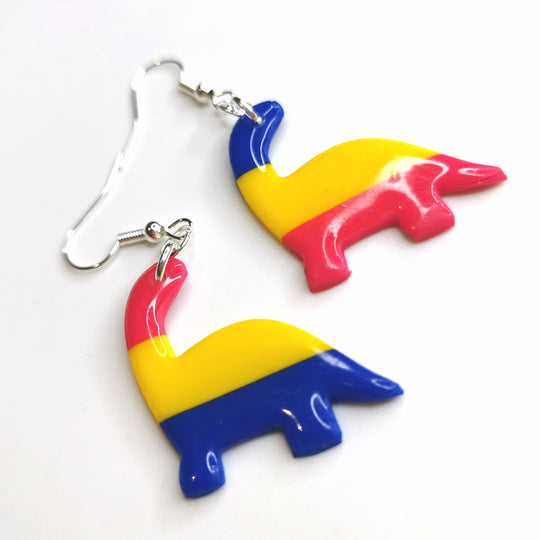 Pansexual Dino Drop Earrings LGBTQ+ Jewellery