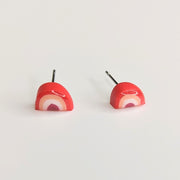 Small Lesbian Flag Rainbow Stud Earrings LGBTQ+ Pride Polymer Clay Jewellery