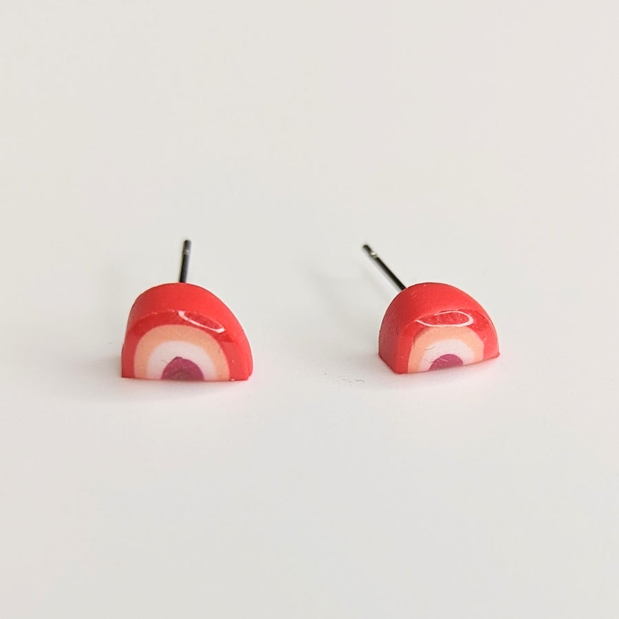 Small Lesbian Flag Rainbow Stud Earrings LGBTQ+ Pride Polymer Clay Jewellery