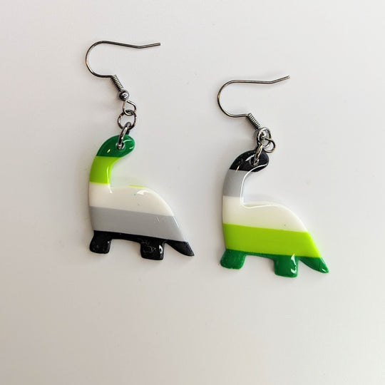 Aromantic Dinosaur Earrings LGBTQ Queer Jewellery