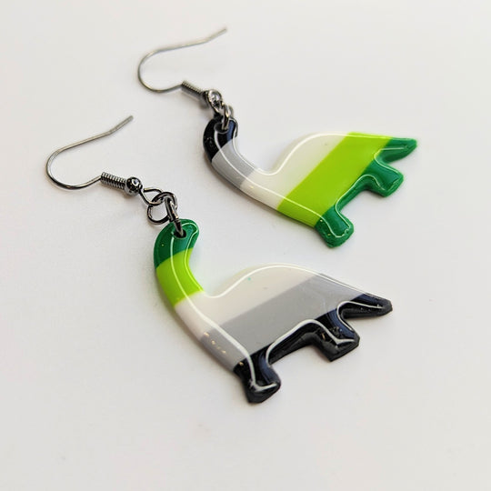 Aromantic Dinosaur Earrings LGBTQ Queer Jewellery
