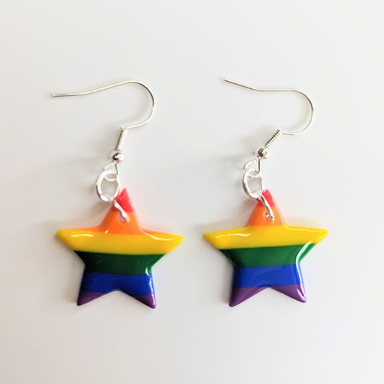 Rainbow Star Drop Earrings Queer LGBTQ+ Jewellery