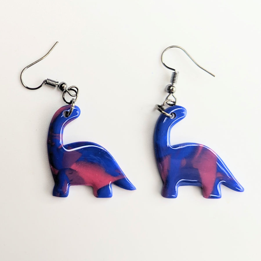 Incognito Bisexual Dinosaur Drop Earrings, Queer Earrings