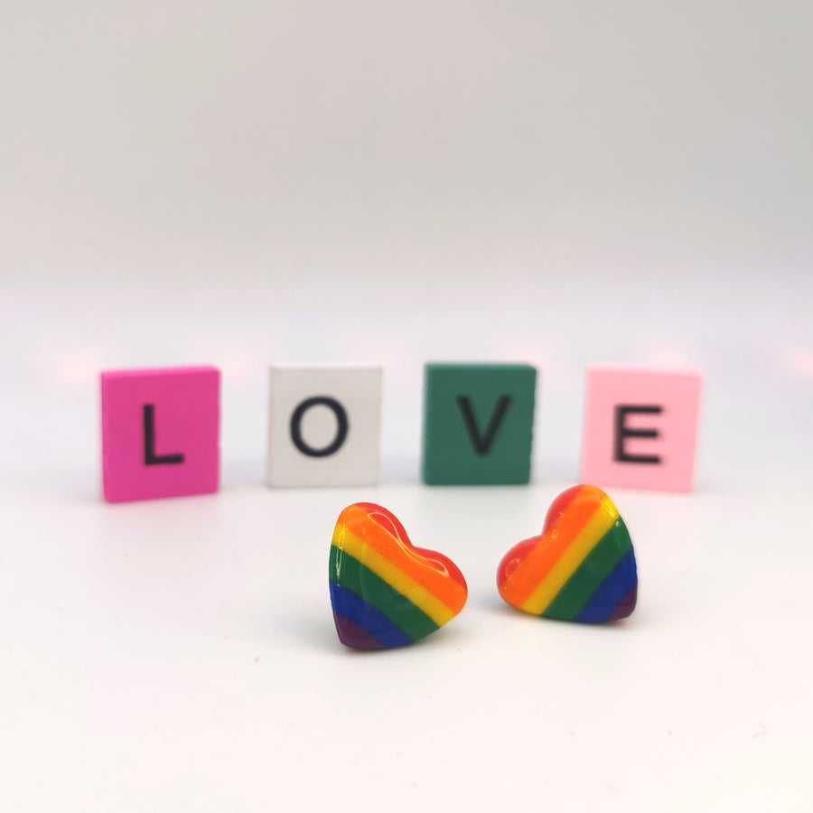Rainbow Heart Studs