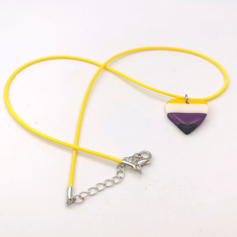 Non Binary Heart Necklace LGBTQ+ Jewellery Enby Necklace