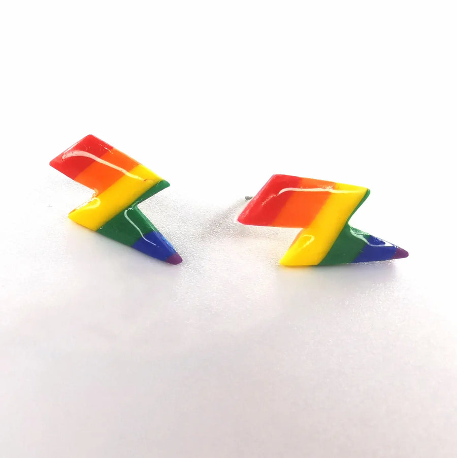 Cute Rainbow Lightning Bolt Stud Earrings