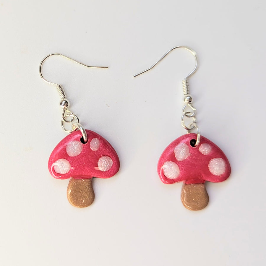Cute Toadstool Mushroom Drop Earrings