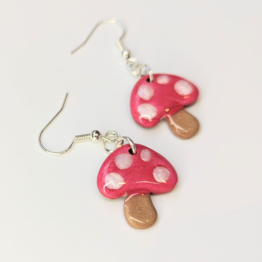 Cute Toadstool Mushroom Drop Earrings
