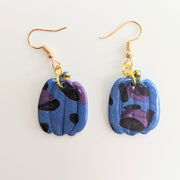 Blue & Purple Leopard Print Statement Pumpkin Drop Earrings